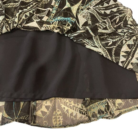 VTG Rafaella Printed Georgette Gore Midi Skirt Woodcut Patchwork Y2K Sz L NWT - Picture 5 of 9